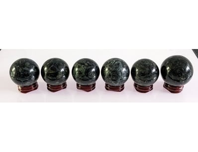 NATURAL JASPER KAMBABA SPHERES WITH STANDS, QTY 6....