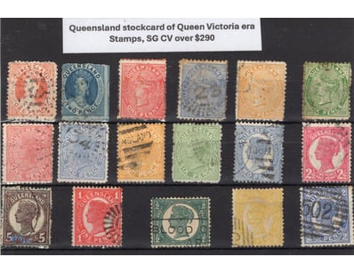 Queensland Stockcard Of Queen Victoria Stamps