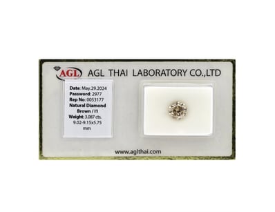 3.087CT CERTIFIED, NATURAL BROWN DIAMOND     

Rou...