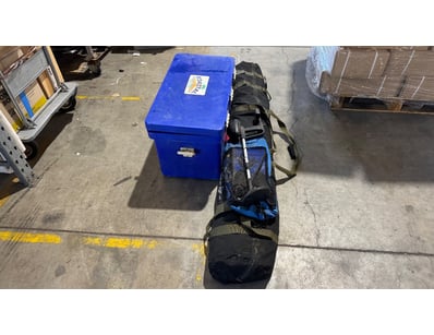 Assorted camping equipment including tent, metal d...