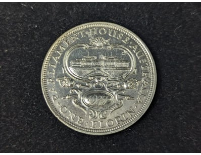 1927 AUSTRALIAN 8 PEARL PARLIAMENT HOUSE FLORIN
...