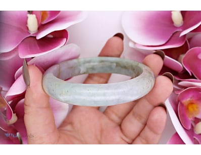 NATURAL BURMESE JADE BANGLE ON 925 SILVER - WITH C...
