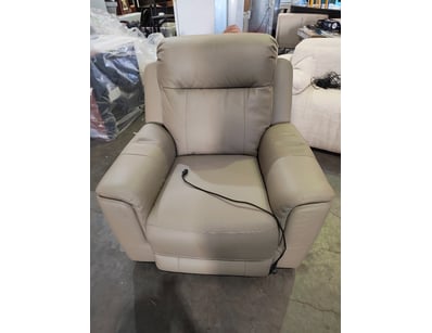 Electric reclining armchair upholstered in cream l...