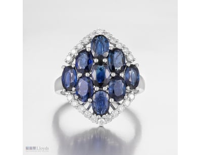 14CT WHITE GOLD AUSTRALIAN SAPPHIRE AND DIAMOND CL...