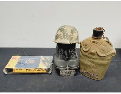 MILITARY MEMORABILIA COLLECTION - COMBAT BOOTS, CA...