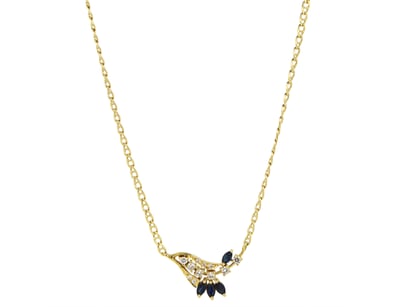 18K YELLOW GOLD, SAPPHIRE AND DIAMOND NECKLACE.   ...