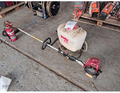 Honda-powered line trimmer and a Solo 475 backpack...