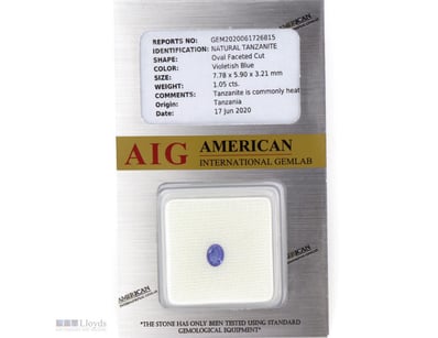 1.05CT CERTIFIED, NATURAL TANZANITE     

Oval Fac...
