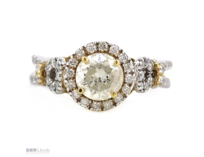 14K WHITE GOLD AND DIAMOND, DECORATIVE SPLIT BAND ...