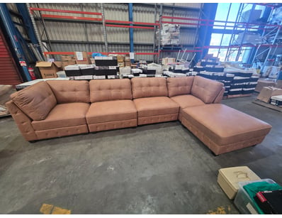 5Pce Modular Suite, Tan, Fabric Upholstery 

Dim...