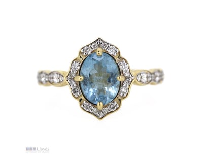 14K YELLOW GOLD/RHODIUM, SANTA MARIA AQUAMARINE AN...