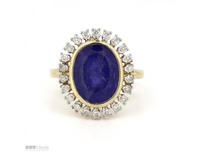 14K YELLOW GOLD, 7.50CT TANZANITE AND DIAMOND, COC...