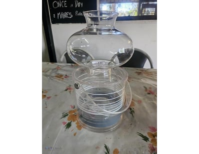 Retro Plastic Ice Bucket & glass hurricane lamp/la...