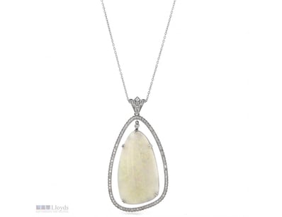 14K WHITE GOLD, 33.18CT COOBER PEDY OPAL AND DIAMO...