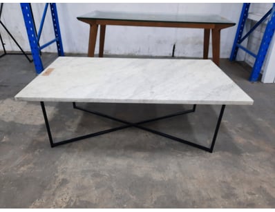 Coffee Table With Marble Top, Black & White Finish...