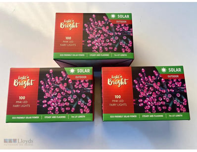 3 X Solar Lights Pink Set 100 LED, Solar Powered, ...