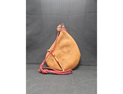 LEATHER STYLE POWDER FLASK WITH BRASS FITTINGS AND...