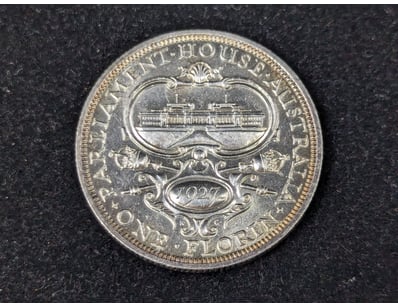 1927 AUSTRALIAN 8 PEARL PARLIAMENT HOUSE FLORIN
...