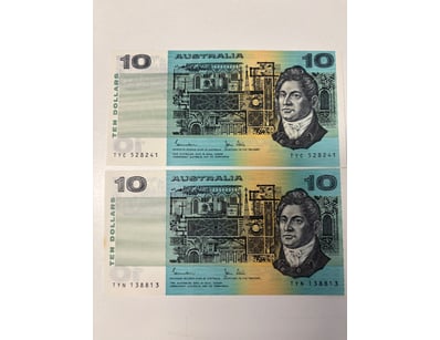 AUSTRALIAN $10 BANKNOTES, R308 (UNC)

CV: $110 E...