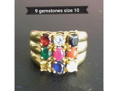 NAVRANTA 9 GEMSTONE UNISEX RING SIZE 10        

C...