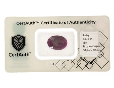 7.140CT RED OVAL RUBY

Deep Purplish Red, Oval F...