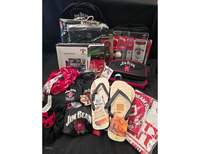 COLLECTION OF JIM BEAM MERCHANDISE INCLUDES BAGS, ...