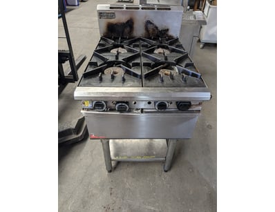 Commercial 4-burner gas cooktop with stand-mounted...