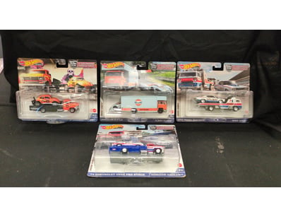 4X HOT WHEELS CAR CULTURE TEAM TRANSPORT TRUCK AND...