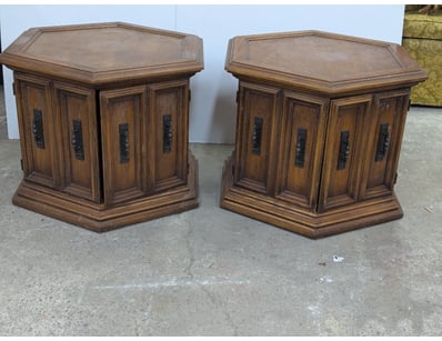 Bedside tables, timber, double fronted doors, hexa...