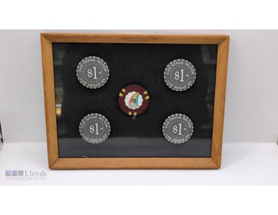 FRAMED VINTAGE LAS VEGAS HILTON CASINO CHIPS

Item...