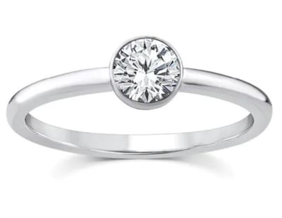 9K WHITE GOLD 0.50CT F VS LAB DIAMOND BEZEL RING 9...
