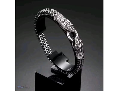 STAINLESS STEEL BRAIDED SNAKES HEAD BRACELET      ...