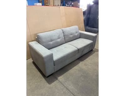 Modern light grey upholstered two-seater lounge su...