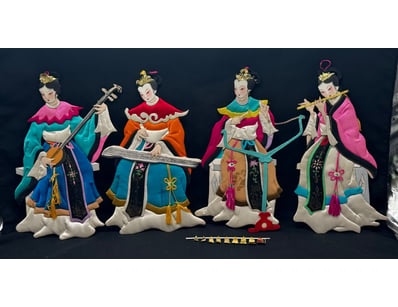 CHINESE IMMORTALS MUSICAL ENSEMBLE FIGURINE SET WI...