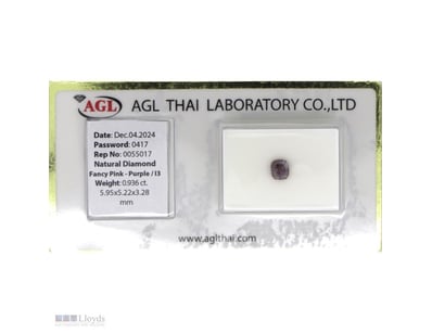 0.936CT CERTIFIED, NATURAL FANCY PINK DIAMOND     ...