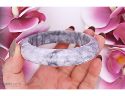 NATURAL BURMESE JADE BANGLE ON 925 SILVER - WITH C...