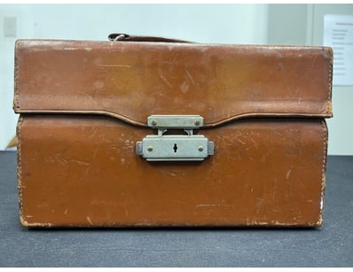 VINTAGE LEATHER CAMERA EQUIPMENT CASE WITH BOLEX 1...