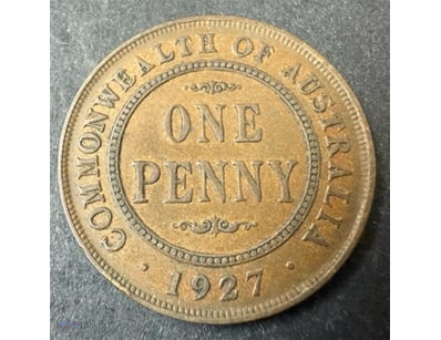 1927 AUSTRALIA KGV ONE PENNY  



294223+29