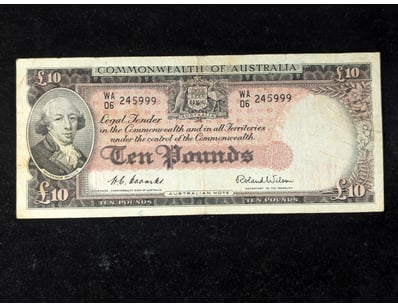 COMMONWEALTH OF AUSTRALIA TEN POUNDS NOTE, ND (CIR...