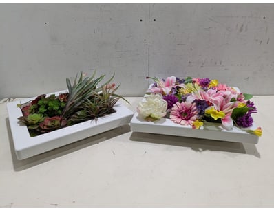 RRP $140 - Pair of contemporary white plastic rect...