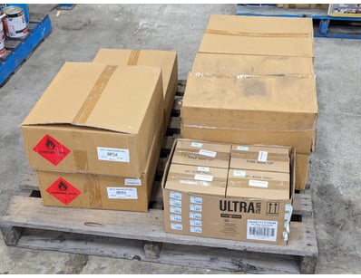 Pallet lot of hand sanitiser refill and white knig...