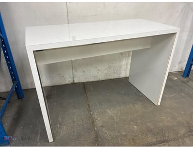 Bar table, gloss white, stainless steel trim, 105c...