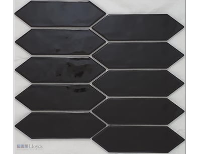 RRP $79 per SQM, Black Long Hexagon Gloss Mosaic. ...