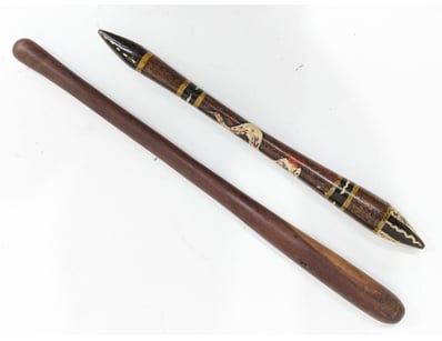 PAIR OF ABORIGINAL HUNTING OR FIGHTING STICK, OFTE...