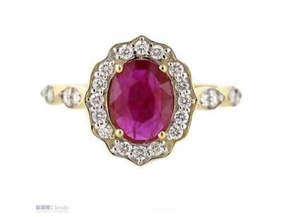 14K YELLOW GOLD, RUBY AND DIAMOND, VINTAGE INSPIRE...