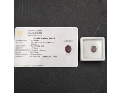 1.75 CARAT DEEP RED NATURAL PYROPE-ALMANDITE GARNE...