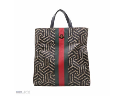 GUCCI BLACK CALEIDO WEB VERTICAL TOTE

Exterior Ma...