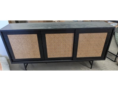 Modern sideboard credenza featuring a dark stained...