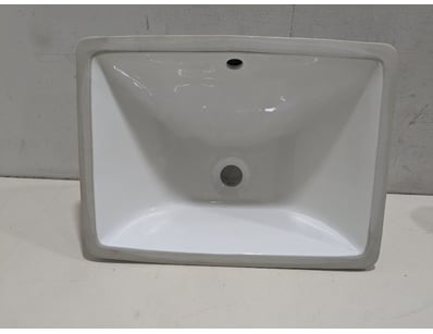 Ceramic undermount bathroom sink in white gloss fi...