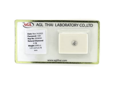 0.903CT CERTIFIED, NATURAL DIAMOND     

Round Bri...